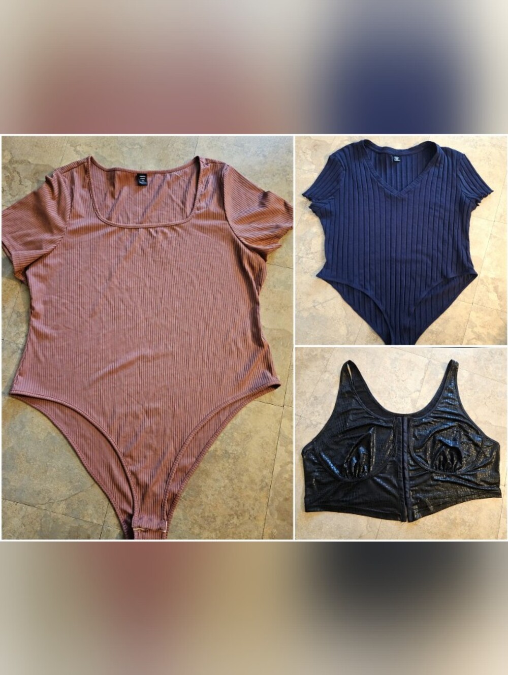 SHEIN CURVE Bodysuits & Faux Leather Top Bundle - 4XL